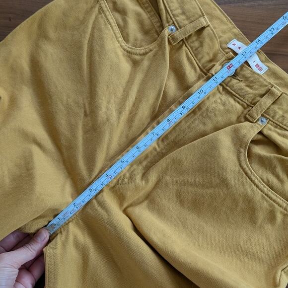 Marni Uniqlo Yellow Denim Baggy High Waist Wide Leg Logo Jeans, size 26x31 - Picture 9 of 11